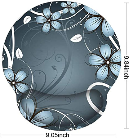 Ergonomic Mouse Pad with Wrist Support,Non-Slip Rubber Base for Computer Laptop & Mac,Lightweight Rest for Home,Office & Travel (Blue Flowers) - color: Blue Flowers