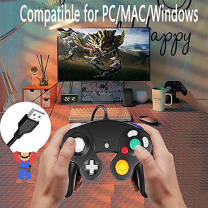 Reiso Classic NGC Wired USB Controller for Windows PC MAC (Black) - color: Black