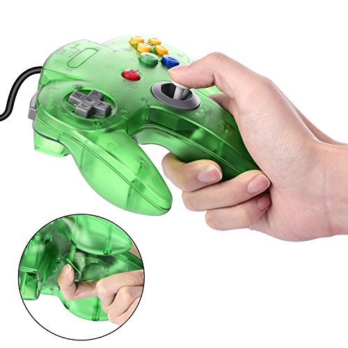 2 Pack Classic N64 Controller, miadore N64 Wired USB PC Game pad Joystick, N64 Bit USB Wired Game Stick Joy pad Controller for Windows PC MAC Linux Raspberry Pi 3 Sega Genesis (Clear Green/Black) - color: Clear Green/Black