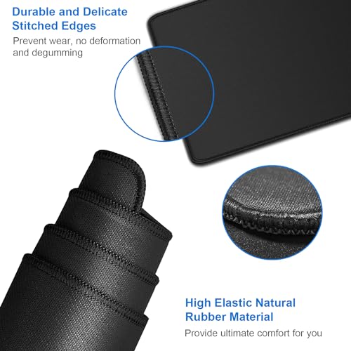Large Extended Gaming Mouse Pad, Water Resist Non-Slip Mousepad Rubber Base Long Desk Mouse Pad with Stitched Edges, Computer Keyboard Mouse Mat for Gaming, Office & Home, 31.5 x 11.7 in, Black - color: Black, size: 31.5L x 11.7W inches