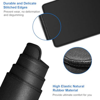 Large Extended Gaming Mouse Pad, Water Resist Non-Slip Mousepad Rubber Base Long Desk Mouse Pad with Stitched Edges, Computer Keyboard Mouse Mat for Gaming, Office & Home, 31.5 x 11.7 in, Black - color: Black, size: 31.5L x 11.7W inches