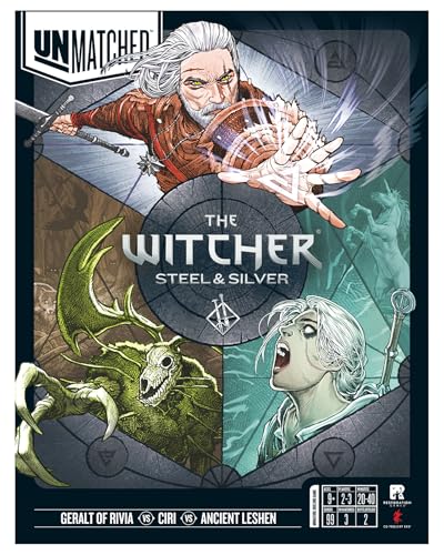 Restoration Games Unmatched The Witcher Steel & Silver | Strategy Board Game for Adults, Heroes Expansion with Double Sided Battlefield, 2-3 Players, 30 Min Playtime, Ages 9+