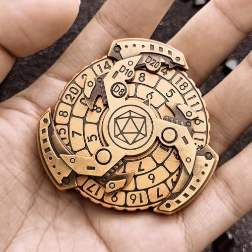 7-in-1 DND Dice Set, Rotate Metal Rotate Dungeons and Dragons DND Compass Dice, Cool RPG Role Playing Table Game Dice（Bronze） - color: Mechanical-bronze