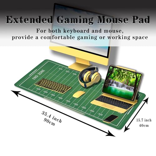 Green Desk Pads, Large Non-Slip Mousepads, Gaming Desk Pad - 35.4 X 15.7 inch for Work, Game, Home - American Football Field - color: Football Field Form