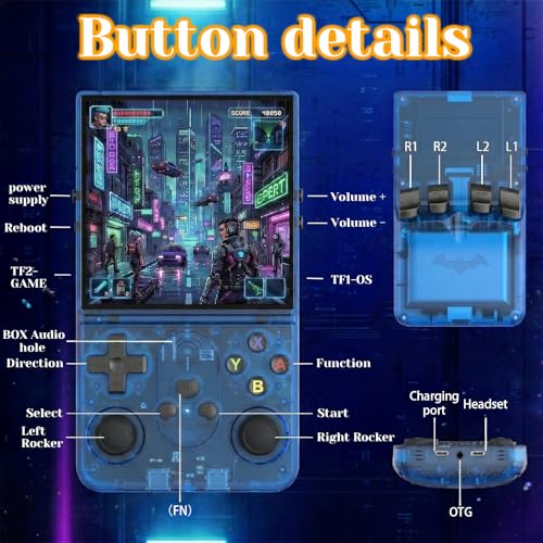 Upgrade S600 Retro Gaming Console, Anti-Slip Patterns Retro Handheld Game Console, 4.0 Inch 720x720 IPS Screen and 18,000+ Classic Games Retro Game Console for Gaming/Playdate/Party/Gift, Blue 64G - style: Blue 64G