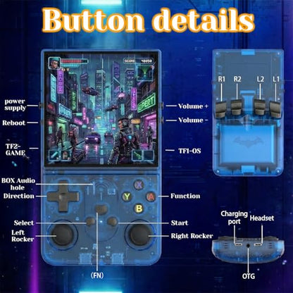 Upgrade S600 Retro Gaming Console, Anti-Slip Patterns Retro Handheld Game Console, 4.0 Inch 720x720 IPS Screen and 18,000+ Classic Games Retro Game Console for Gaming/Playdate/Party/Gift, Blue 64G - style: Blue 64G
