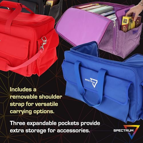 BCW Spectrum Board Game Bag | Durable Duffle for 6-8 Board Games | Expandable Pockets & Storage | Comfortable Removable Shoulder Strap | Easy Top & Side Access - color: Blue