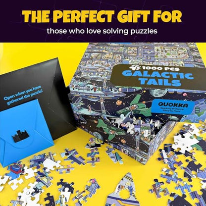 1000 Piece Puzzle for Adults – Jigsaw Puzzles for Adults 1000 Pieces | Galactic Tails Jigsaw Puzzles – Hidden Secrets & Audio Story – Premium Box Packaging – Extra Fun Challenges - color: Galactic Tails