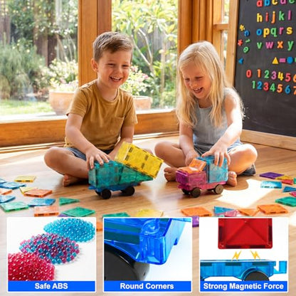 Bmag 2PCS Magnetic Car Set,Construction Vehicle Building Tiles,Magnet Toys Compatible with Magnetic Tiles,STEM Educational Toys for Boys and Girls - size: 2