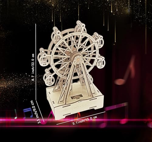 Wooden 3D Puzzle for Adults Mechanical Ferris Wheel Music Model Kits Wood DIY Crafts Kit to Build for Age 14+ Years Old - style: ferris wheel