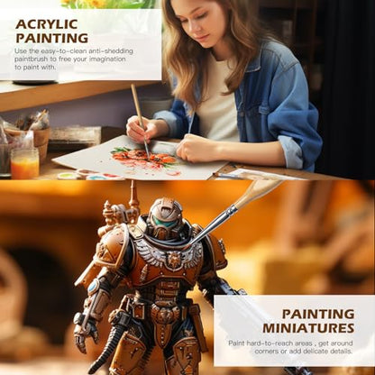 Golden Maple Miniature Paint Brushes, 15PC Model Brushes Micro Detail Paint Brush Set, Fine Detailing for Acrylics, Oils, Watercolors & Paint by Number, Figurine (Wooden) - color: Wooden
