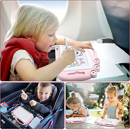 AiTuiTui Magnetic Drawing Board Toddler Toys for Girl Gifts, Erasable Doodle Sketching Writing Pad Travel Games for Kids in Car, Early Education Learning Skill Development Toys for Toddlers - color: Light Pink