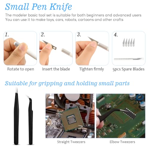 Gundam Model Tool Kit, Hobby Building Tools Kit, 20PCS Basic Gunpla Tool Kit Hobby Making, Gundam Accessories Metal Earth Tool for Gunpla Basic Model Assembling Repairing Fixing DIY