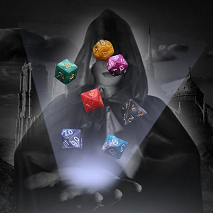 Polyhedral Dice Set, 49 Pieces - 7 Sets of RPG Dice with 1 Bag for Dungeons and Dragons D&D RPG MTG Board Games, Includes D20, D12, D8, D6, D4, D10 (0-9) and D10 (00-90)
