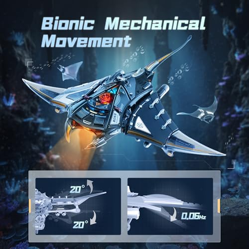 ROKR Mechanical Manta Ray 3D Metal Model Puzzle for Adults & Teens, Mechanical STEM Model Building Kit, Unique Desk Decor Manta Ray(MI06)