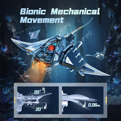 ROKR Mechanical Manta Ray 3D Metal Model Puzzle for Adults & Teens, Mechanical STEM Model Building Kit, Unique Desk Decor Manta Ray(MI06)