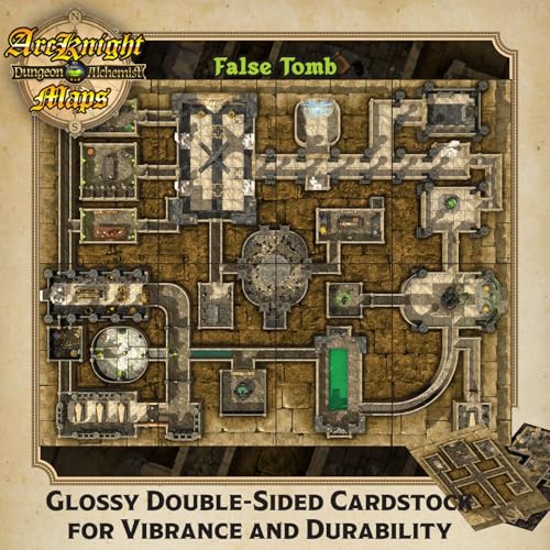 Arcknight The Pharaoh’s Pyramid map Pack - 16 Modular RPG Maps in 8 Double-Sided Pages, 1" Square Grid, Modular & Versatile Design for Tabletop Gaming - BattleMaps for Dungeons & Dragons & More - style: Pharaoh’s Pyramid