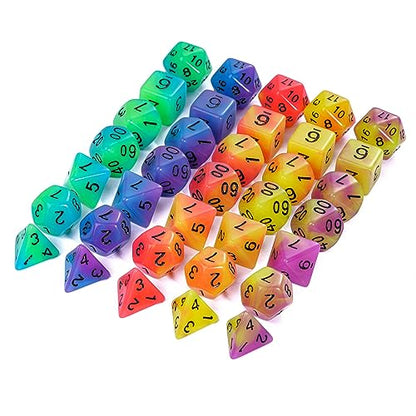 5 Sets Glow in The Dark DND Dice, 35Pcs Luminous Polyhedral Dice Set with 1 Leather Dice Bag, Glowing D&D Dice for RPG Table Games(5Sets/35Pcs Glowing Dice) - color: 5sets/35pcs Glowing Dice