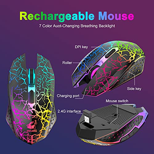 60% Mechanical Gaming Keyboard Mini 68 Keys Anti-Ghosting Wired Type C Chroma RGB 18 Backlit Effects,Lightweight Gaming Mosue 6400DPI Honeycomb Optical,128 PBT Pudding Keycaps for PC Gamers(White)