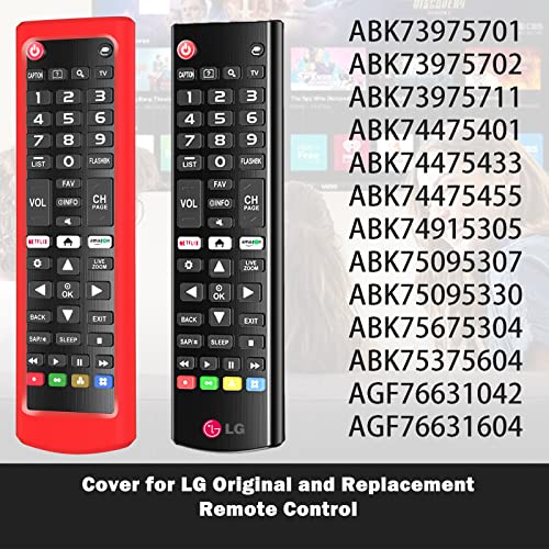 Case for LG TV Remotes, Cover for LG Smart TV Remote Control AKB75095307 AKB75375604 AKB74915305 Original, Replacement Silicone Skin Sleeve Glow in The Dark Red - color: Red