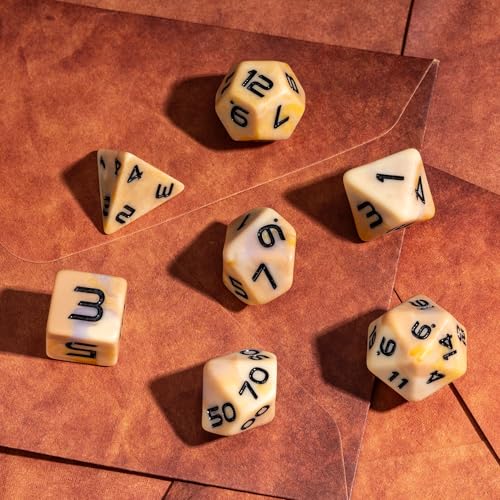 7PCS DND Dice Set Brown Polyhedral Dice Set for D&D Tabletop Games | Leather Storage Bag, DM Gift, for Dungeons and Dragons Role Playing Games - color: Camo-brown