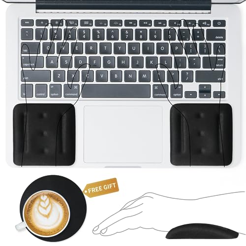 VAGAU Wrist Rests for Laptop, Wrist Support for Keyboard and Mouse Black | Ergonomic Memory Foam Wrist Pads for Laptop, Office, Computer, Comfortable Typing Wrist Pain & Carpal Tunnel Relief - color: Black