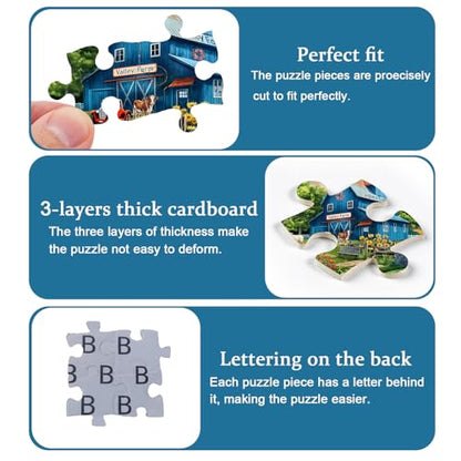 Farm Puzzles for Adults 1000 Pieces, Country Life Nature Landscape Puzzle Features Flower Bird Cow, Barn Puzzles Scenic, Challenging Jigsaw Puzzles - style: Farm Puzzles