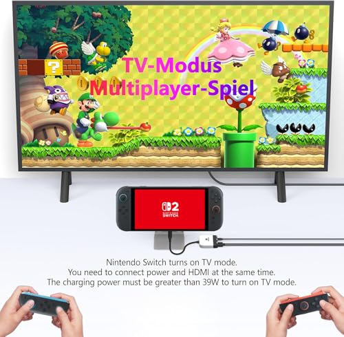 RREAKA Switch 2 Dock for Nintendo Switch 1/2 & Steam Deck, 4K@60Hz HDMI TV Adapter, Portable Travel Docking Station with USB 3.0 & 100W PD Fast Charging