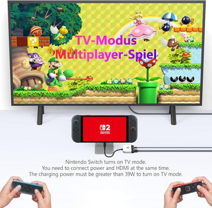 RREAKA Switch 2 Dock for Nintendo Switch 1/2 & Steam Deck, 4K@60Hz HDMI TV Adapter, Portable Travel Docking Station with USB 3.0 & 100W PD Fast Charging