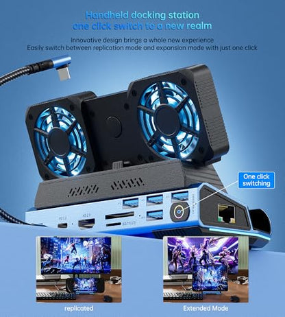 Legion Go/ROG Ally/Steam Deck Dock - 14-in-1 Docking Station Dismantling Dual Cool Fans Steam, M.2 NVMe Enclosure,4K@60Hz,4 USB Ports,100W PD Charging, Gigabit Ethernet Fit for Steam Deck - color: 14 in 1