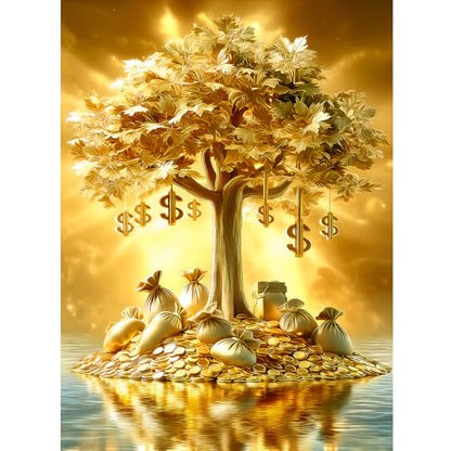 Puzzles for Adults 500 Pieces, Fortune Tree Jigsaw Puzzles - Golden Money Tree, Impossible Money Puzzle for Seniors Families,20.47x14.96 inches, 1:1 Poster, Letter on The Back - style: Golden Money Tree