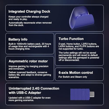 8BitDo Pro 3 Bluetooth Controller for Switch/Switch 2,Windows,TMR Joysticks | Programmable Pro Back Buttons&R4/L4 Bumpers,Hall/Tactile Triggers,Swappable ABXY Buttons,for Apple,SteamOS,Android, Purple - color: Purple