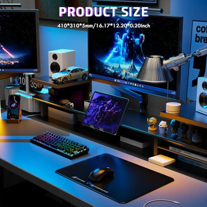 ATTACK SHARK CM05SE Glass Gaming Mouse Pad for FPS & Esports, Nano-Etched Tempered Glass Surface,Ultra-Smooth Low Friction Hard Mousepad,Waterproof Large Desk Mouse Mat for PC Setup,Black - color: Black White