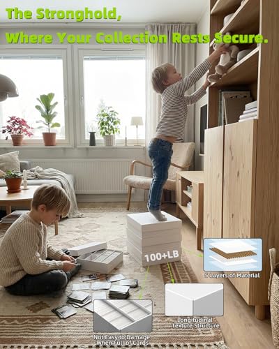 Card Storage Bbox, 4 Row Card Box for Standard Card with Card Stoppers 4Pcs | 4 Row Cardboard Storage Box for Standard Card Laminated Cardboard Surface Card Stopper - size: 4 Pack