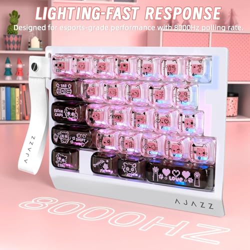 A.JAZZ AK029 Wired 29 Keys One-Handed RGB Gaming Keyboard with 8000HZ,0.01mm RT Magnetic Switches Adjustable Actuation,Hotswappable Mechanical Keyboard,Aluminum Plate,Web Driver for Gamers-Black Pink - color: Back & Pink
