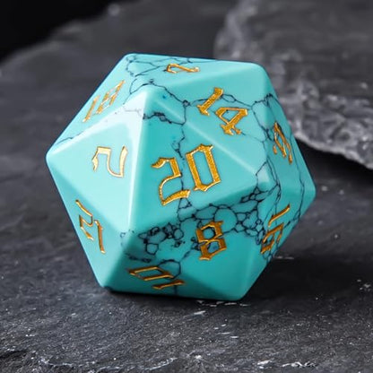 Blue Turquoise Crystal DND Dice Set 7 PCS Gemstone Suitable for Dungeons and Dragons for Polyhedral Dice for D & DRPG Games (Blue Turquoise - color: Blue Turquoise