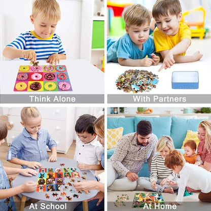 LELEMON Puzzles for Kids Ages 4-6,6 Pack 100 Piece Puzzles for Kids Ages 4-8 in a Metal Box,Educational Jigsaw Puzzles Puzzle Games Puzzle Toys for Girls and Boys - color: 6 Pack 100 Piece Puzzle 1