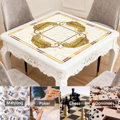 Golden Leopard Mahjong Mat for Table, 31.5 * 31.5in Anti Slip American Mahjong Mats, Noise Reduction, Neoprene Mah Jongg Mat, Mahjong Supply Gift for Poker Board Tile Games Table Mats, Tiger - color: Tiger