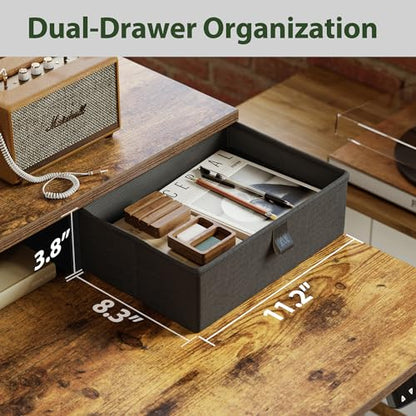 Agilestic 48 x 24 Inches Electric Standing Desk with 2 Storage Drawers, Adjustable Height Sit and Stand Computer Table with Splice Board, Rustic Brown - color: Rustic Brown, size: 48 x 24 Inches with 2 drawers