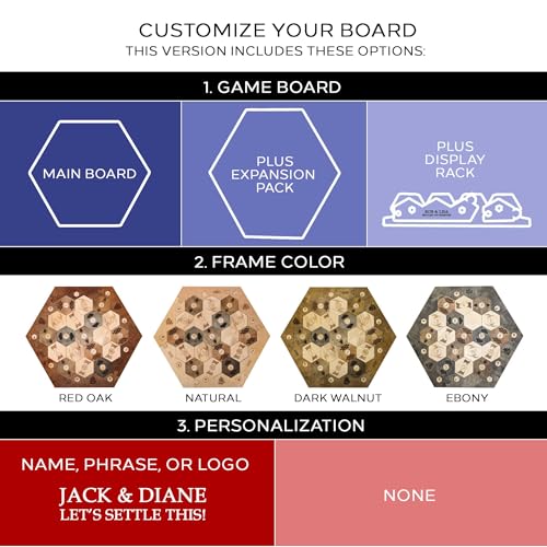 Personalized Wood Settler Game Board with Expansion Pack and Shelf Rack - 2-6 Players | Includes: Main Board, Expansion Pack, and Shelf Rack | Compatible with Settler's of Catan - color: Custom: Board+expansion+rack, size: Custom