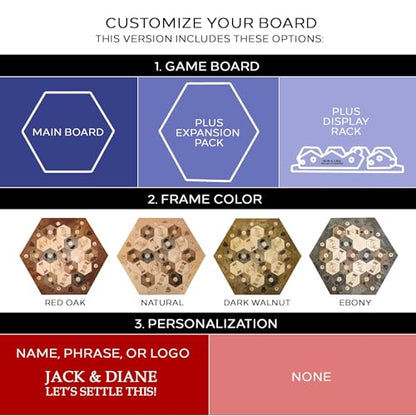 Personalized Wood Settler Game Board with Expansion Pack and Shelf Rack - 2-6 Players | Includes: Main Board, Expansion Pack, and Shelf Rack | Compatible with Settler's of Catan - color: Custom: Board+expansion+rack, size: Custom