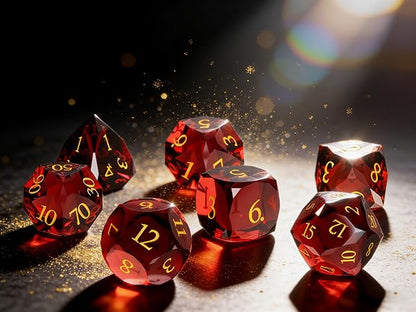 Crystal Amethyst Polyhedral Dice Set for DND (7-Piece) - Hand-Polished Gemstone Gaming Dice for Dungeons and Dragons & Tabletop RPGs, with Gift Case - color: Sj-007