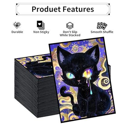 MTG Card Sleeves, Ultra Clear Front & Matte Finish Back, 100 Count Standard Size Matte Art Sleeve for Magic The Gathering - color: Painted Cat