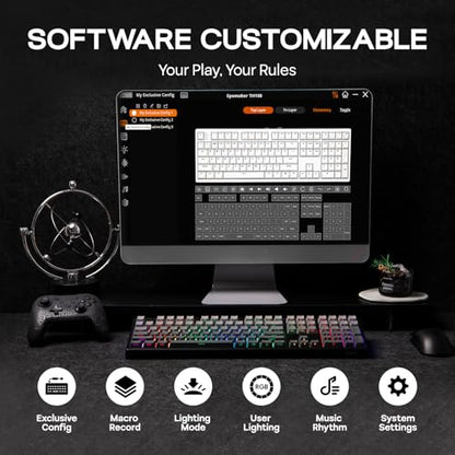 EPOMAKER TH108 Full Size Mechanical Keyboard, Wireless Gaming Keyboard with 8000mAh Battery, Creamy Gasket, 108 Keys, Hot Swap, Custom Driver, RGB Backlight (Black, Creamy Jade) - color: Black, size: Creamy Jade