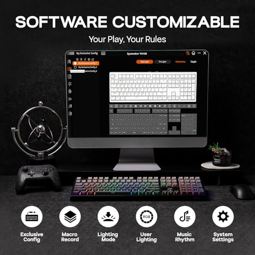 EPOMAKER TH108 Full Size Mechanical Keyboard, Wireless Gaming Keyboard with 8000mAh Battery, Creamy Gasket, 108 Keys, Hot Swap, Custom Driver, RGB Backlight (Black, Sea Salt Silent) - color: Black, size: Sea Salt Silent