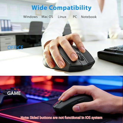 Redragon Ergonomic 2.4G Wireless Mouse for Laptop and Chromebook | Up to 24-month battery life, 5 DPI levels up to 4000, 6 buttons, auto sleep, plug-and-play, anti-sweat grip, 12-mo warranty