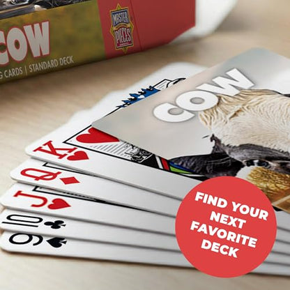 Masterpieces Cow Playing Cards Deck - Animal Themed Standard 54 Card Deck, Unique Cow Face Cards & Jokers, Retro Style, for Families & Adults - style: Cow