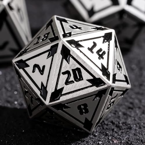 UDIXI Metal DND Dice Set, Metal Polyhedral Dice Set D&D for RPG (Silver) | 7-Pieces, Lozenge Pattern, Zinc Alloy Material, Gorgeous Gift Case, DM Gift, for Dungeons and Dragons Role Playing Games - color: Silver