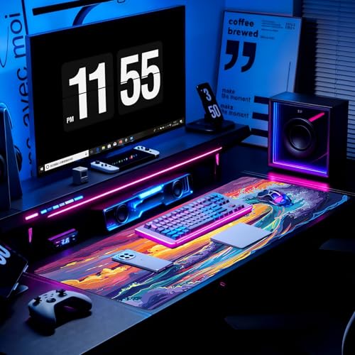 Gaming Mouse Pad, Desk Mat for Keyboard and Mouse, Large Mouse Pad for Desk, Computer Mousepad - color: Japanese Waves 3