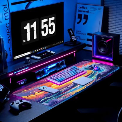 Gaming Mouse Pad, Desk Mat for Keyboard and Mouse, Large Mouse Pad for Desk, Computer Mousepad - color: Japanese Waves 3